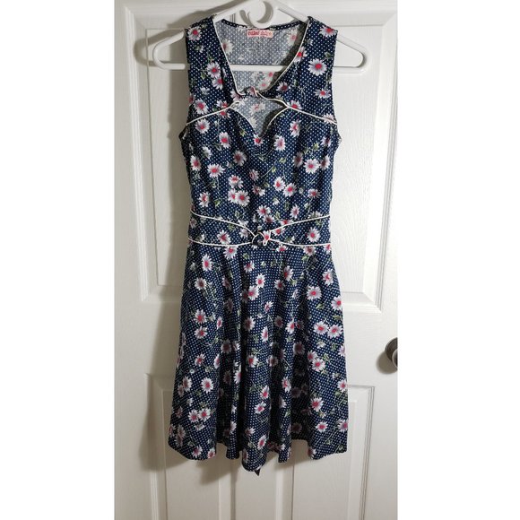 EUC Trollied Dolly Blue Floral Vintage Style Dress - Picture 2 of 8